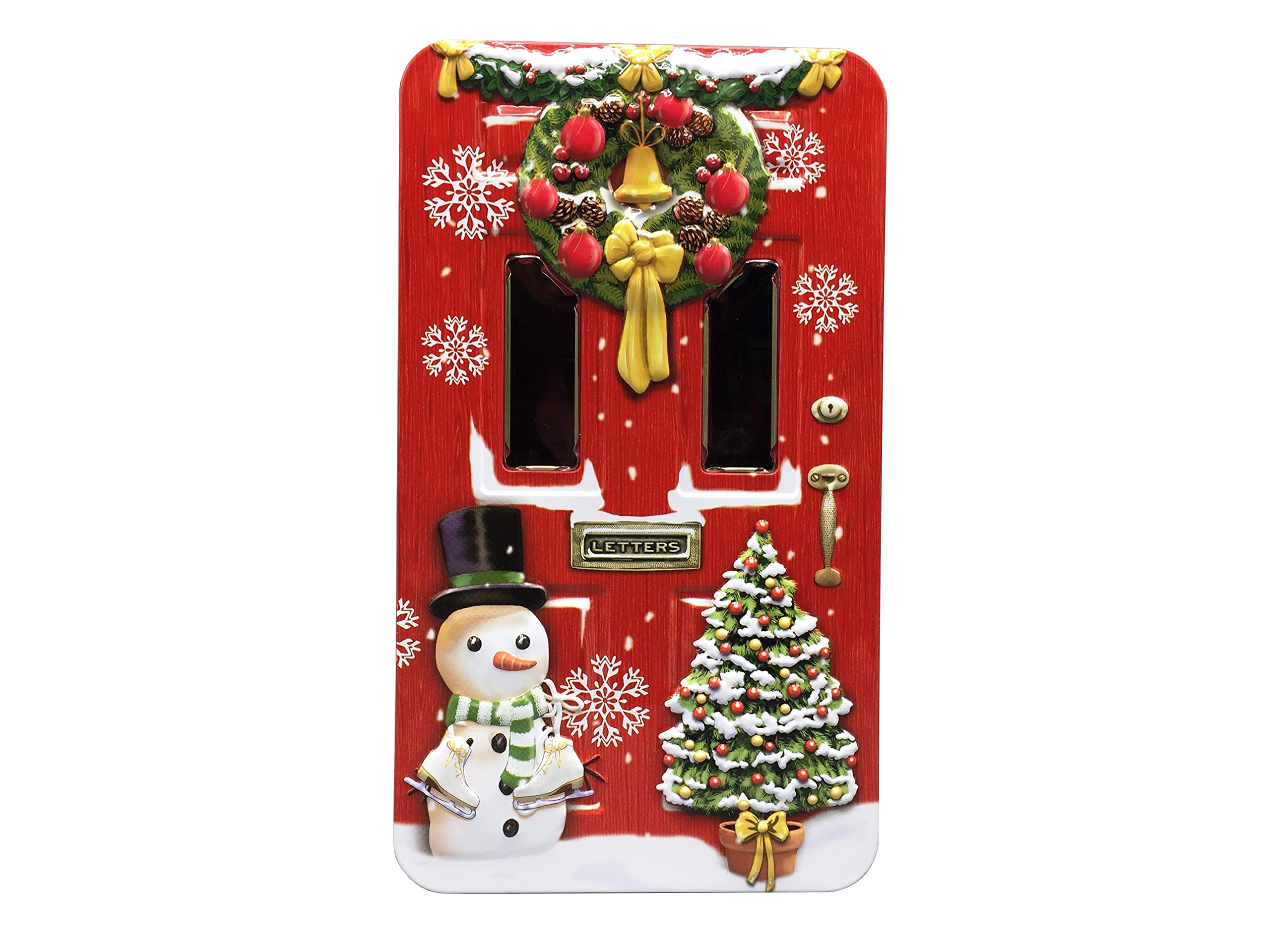 stylebox Tin Biscuit Tin Decorative Box Large Door Box Red for Christmas Biscuits Chocolate Chocolates Storage Approx. 20.5 x 11 x 6 cm Volume: 1.3 L