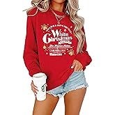 White Christmas Sweatshirt for Women Xmas 1954 Holiday Shirts Christmas Tree Snowflake Graphic Pullover Tops