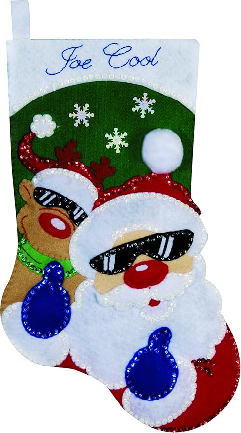 Immagini Babbo Natale E Befana.Design Works Croce Grafico Punto Calza Della Befana Babbo Natale E Renna Feltro Amazon It Casa E Cucina