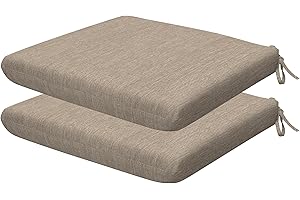 Honeycomb Outdoor Heritage Set of 2 Seat Pads, 18 x 17.5, Textured Solid Birch Tan Universal Chair Cushions for Patio Furniture