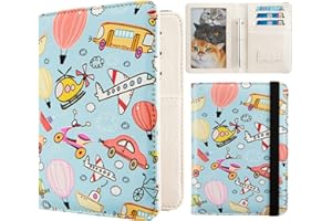 AIRMORS Passport Holder,Travel Organizer Passport Holder Girls Gifts Rfid Passport Photo Cute Passport Book for Women/Men (Airplane)