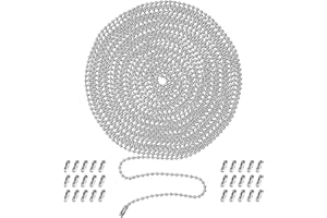 OPVIXI Ceiling Fan Pull Chain, 236" Stainless Steel Ball Chain with 30 Connectors, Extra Long Rust Proof 3mm Fan Pull Chain Extension, Adjustable Length Bead Chain for Fan/Light Fixtures, Curtains, Tags