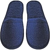 Arus Womens Turkish Terry Cotton Cloth Spa Slippers One Size Fits Most, Navy Blue, 6-9.5 Wide Women