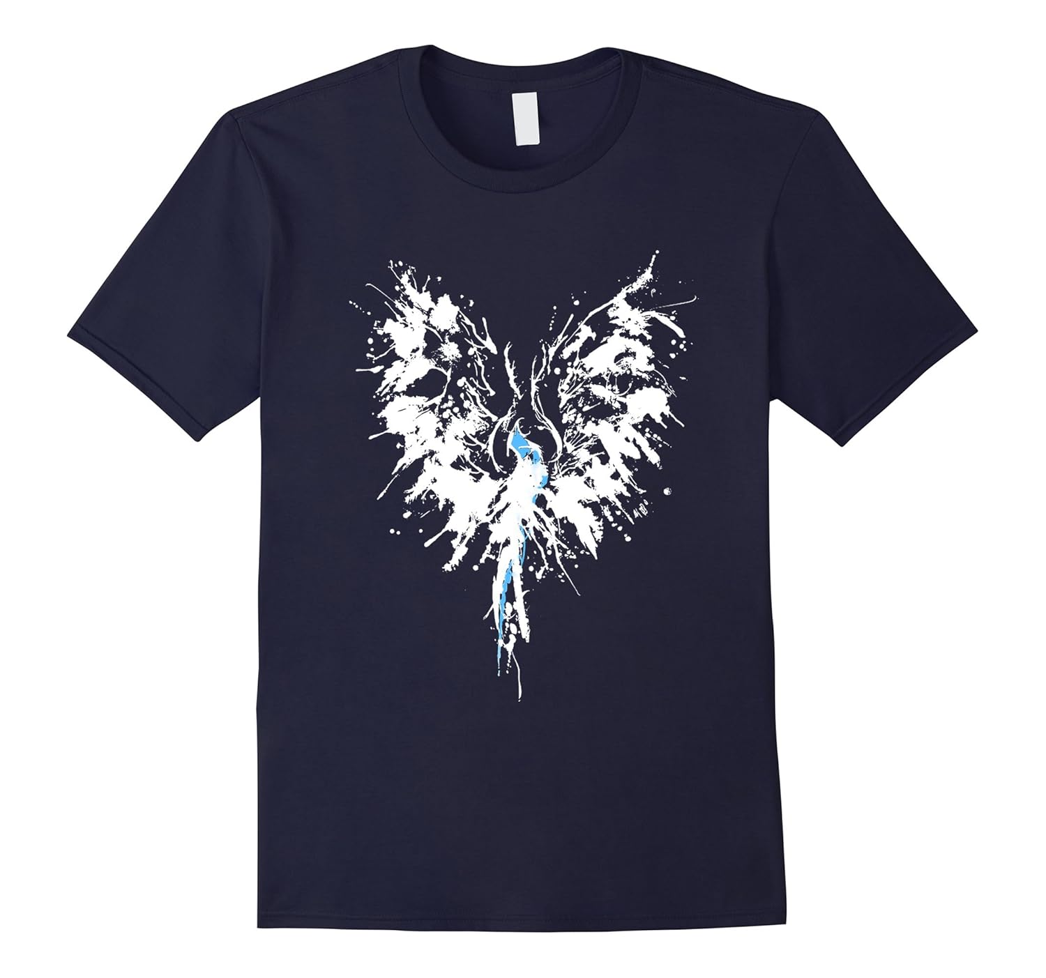 Abstract Inkblot Phoenix | Artistic White & Blue Watercolor-Rose