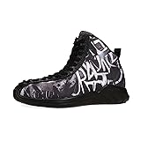 Soulsfeng Women's Black High Top Sneakers Graffiti