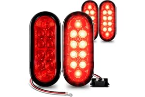 ONLINE LED STORE TRUE MODS 4pc 6" Red Oval LED Trailer Tail Light Kit [DOT FMVSS 108] [SAE S2TSI6P2] [Grommet & Plug] [IP67 Waterproof] [Stop Turn Tail] Trailer Brake Lights for Boat Trailer RV Trucks
