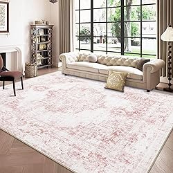 Area Rug 6x9 Vintage Rug: Washable Indoor Medallion