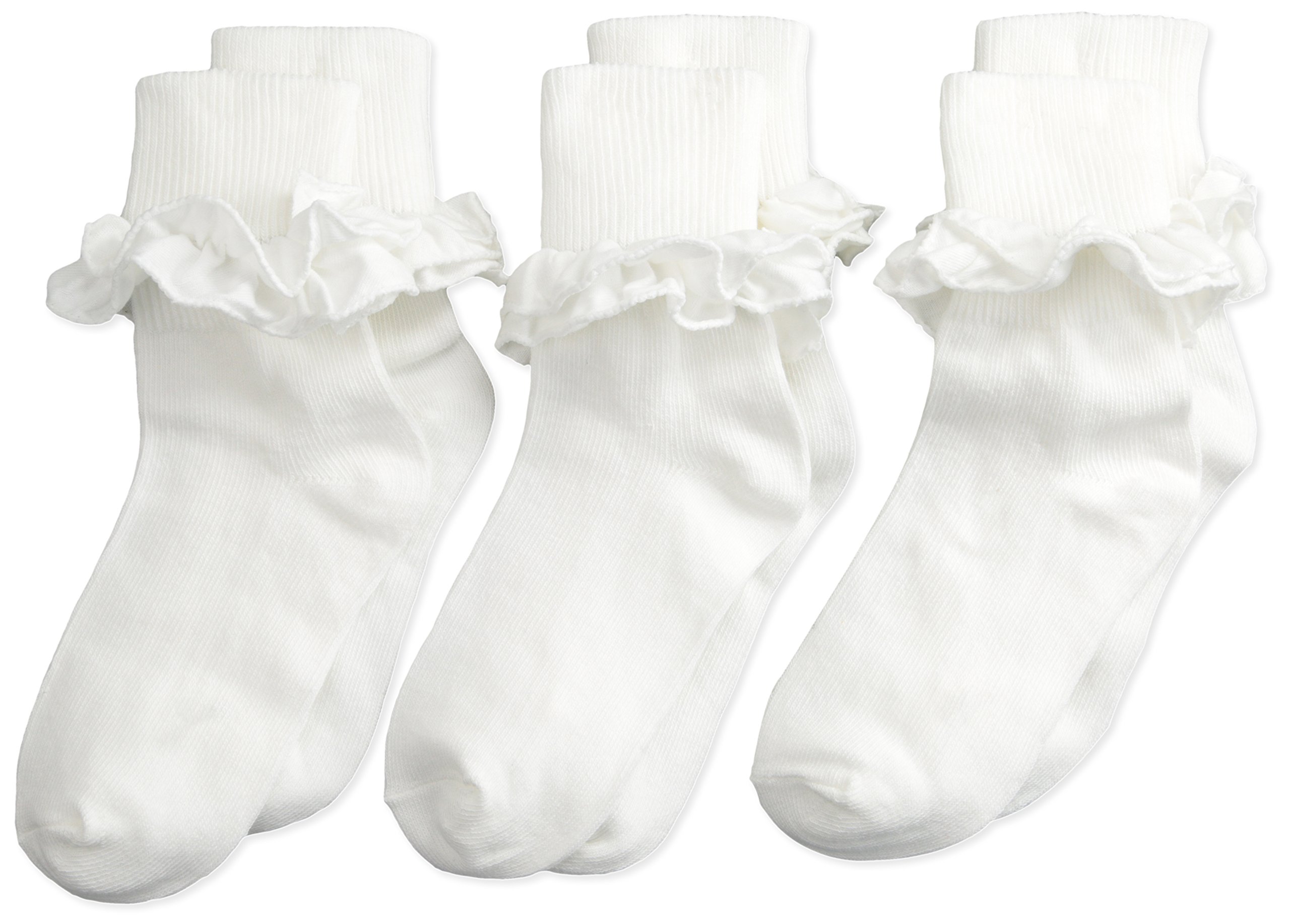 Jefferies SocksGirls 2-6X Misty Ruffle Turn Cuff 3 Pair Pack Socks