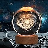 JANARARY Large 3D Galaxy Crystal Ball Night Light, Crystal Lamp 16 Color Changing with Remote Control for Bedroom Decor, Ideal Birthday Gift for Teens Boys and Girls, Galaxy Model