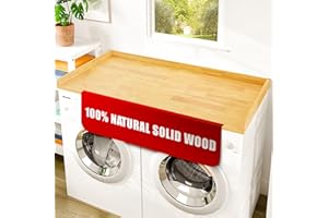 Avana (100% Natural Solid Wood Washer Dryer Countertop – Oak Pine Laundry Countertop with Raised Edges, 54” x 27.5” Counter Top for Washer and Dryer, Laundry Room Organizer & Tabletop