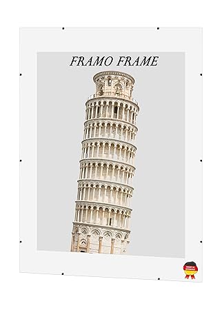 FRAMO CLIPRAHMEN Rahmenloser Bildhalter mit Antireflexglas Maß 37.5 cm x 98 cm Puzzleformat aus MDF-Holz und Acrylglas Hochfo
