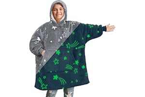 PAVILIA Wearable Blanket Sweatshirt Kids Boy Girl, Warm Cozy Giant Hoodie, Fleece Sherpa Oversized Hood Sleeves, Big Pocket
