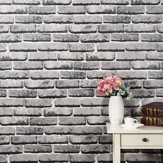 Avoir Images Glow4u Simili Vintage Motif Gris Brique Contact Papier Autocollant dernière par