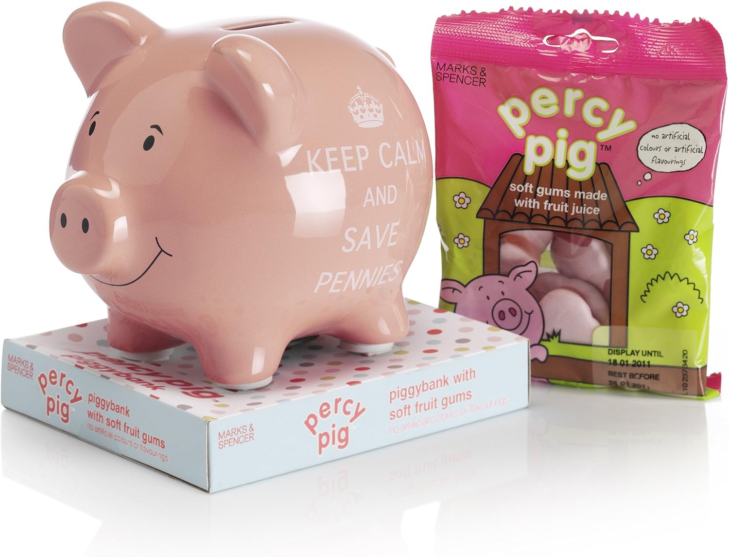 Keep Calm Percy Pig™ Piggy Bank with Soft Fruit Gums Amazon.co.uk