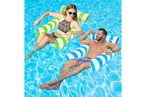 TIWISSES 2 Pack Inflatable Pool Floats 4-in-1 Pool Hammock with Bottom Mesh 3 Tubes Inflatable Hammock for Adults,Portable Floating Chair Bed for Travel, Swimming Pool Hot Tub