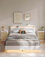 VASAGLE KAILYN Bedside Tables with Power Strip Set of 2 Cloud White Almond view 7