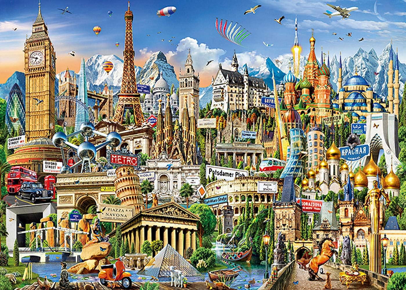 ZFCGEE Puzzles for Adults 1000 Pieces, Art Painting Jigsaw Puzzle for Scenery Pattern Gift Family Fun Game (Scenery D)