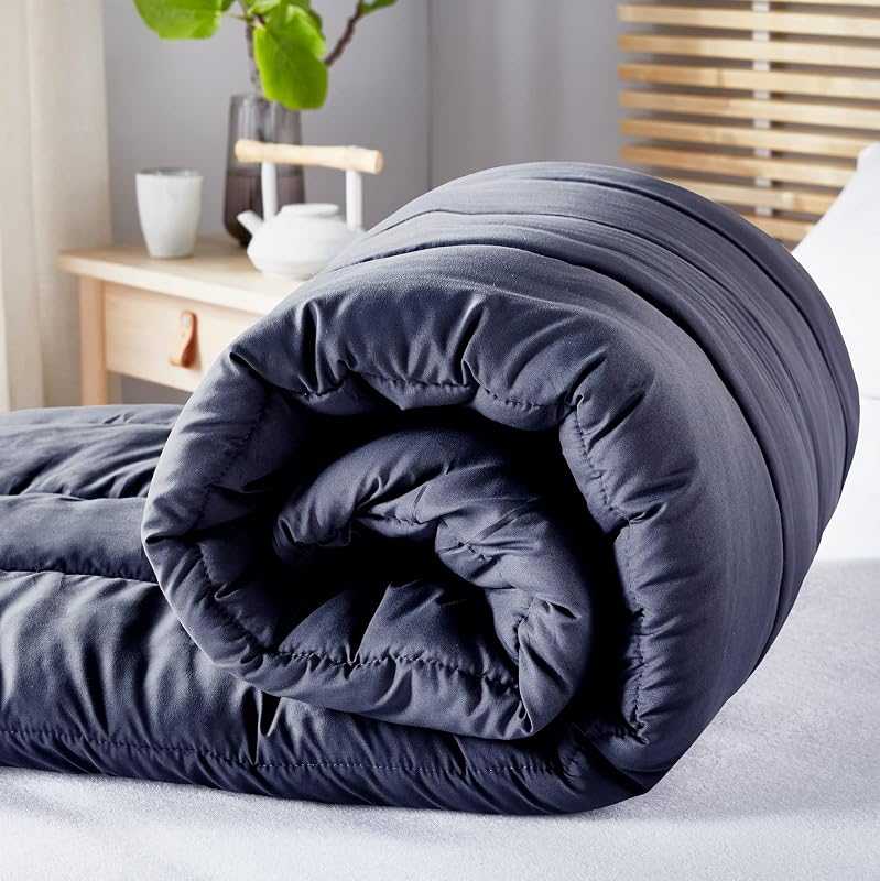 Home - Relleno Nórdico Reversible Fibra 300 gr - Edredón Cama 100/105 - Tacto Pluma, Cálido, Transpirable, Color Gris Claro/Gris Natural, 180 x 220 cm