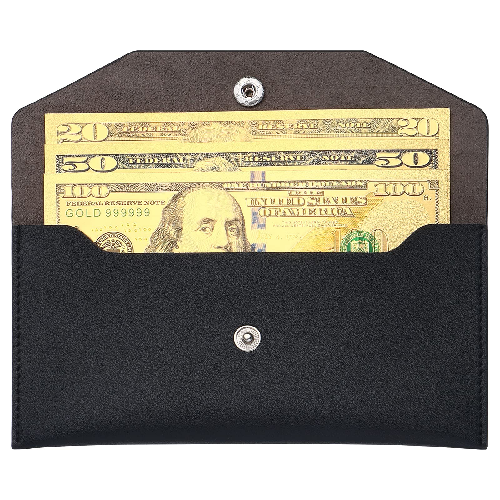 Molain Cash Envelopes PU Leather Wallet, Reusable Waterproof Budget Envelopes 7.2 x 3.6 in (Black)