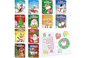 BenLouis 24 Pcs Christmas Mini Coloring Books Kids Xmas Party Favors Small Activity Books Bulk for Kids Holiday Stocking Goodie Bags Stuffers Return Gifts Classroom Travel