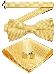 Barry.Wang Yellow Bow Ties for Men Pre-tied Bow Tie