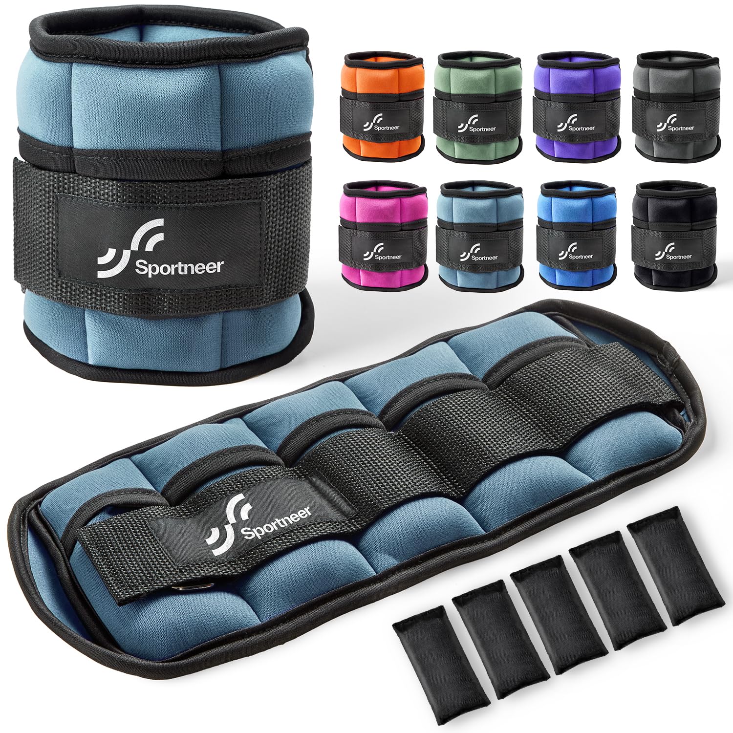 Photo 1 of Sportneer Adjustable Ankle Wrist Weights for Men Women Kids, Adjustable Leg & Cuff Weight Straps for Fitness, Walking, Running, Aerobics, Yoga, Gym | 2 lbs for Each Ankle, 1 Pair Total Weight 4 lbs (Dusty Blue)