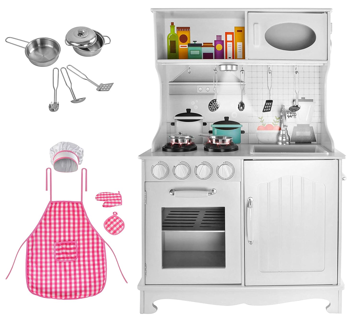 MALATEC Cocina de Madera Hecho de Madera Blanca Pequeño Chef ...