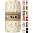4mm Single Strand Macrame Cord Rope 80m Handmade Decorations Softer Natural Cotton Bohemia DIY Wall Hanging Plant Hanger Craft Making Knitting Cord Rope (Naturel White)