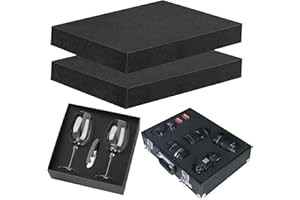 APOCHON 2 Pcs Polyurethane Foam Sheet, 16 x 12 x 2 inch Cuttable Foam Inserts for Cases, Packing Foam Pads for Toolbox Camera Storage and Crafts - Black Pick Pluck Foam