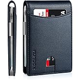 RUNBOX Slim Money Clip Wallets for Men RFID Blocking 11 Card Holder Minimalist Small Leather Bifold Men's Front Pocket Wallet Gift Box