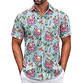 Aturmio Christmas Shirt for Men Short Sleeve Button Down Santa Claus Vacation Hawaiian Shirts