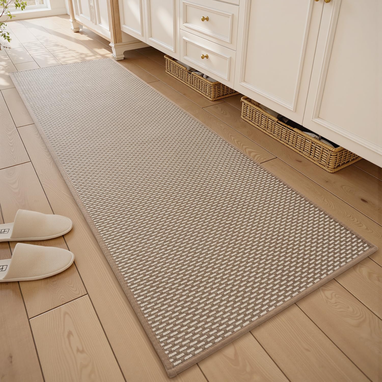 Photo 1 of RESARE Non Slip Bathroom Runner - Machine Washable Bath Rugs, Super Absorbent Bath Mat Quick Dry Bath Runner, Bath Mat Ultra Soft Rugs for Bathroom Floor, 20"x70" Brown