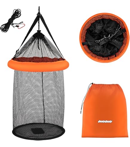 MATUFF Foldable Fish Basket - Portable Fishing Net Cage For Live Catch Saltwater Freshwater