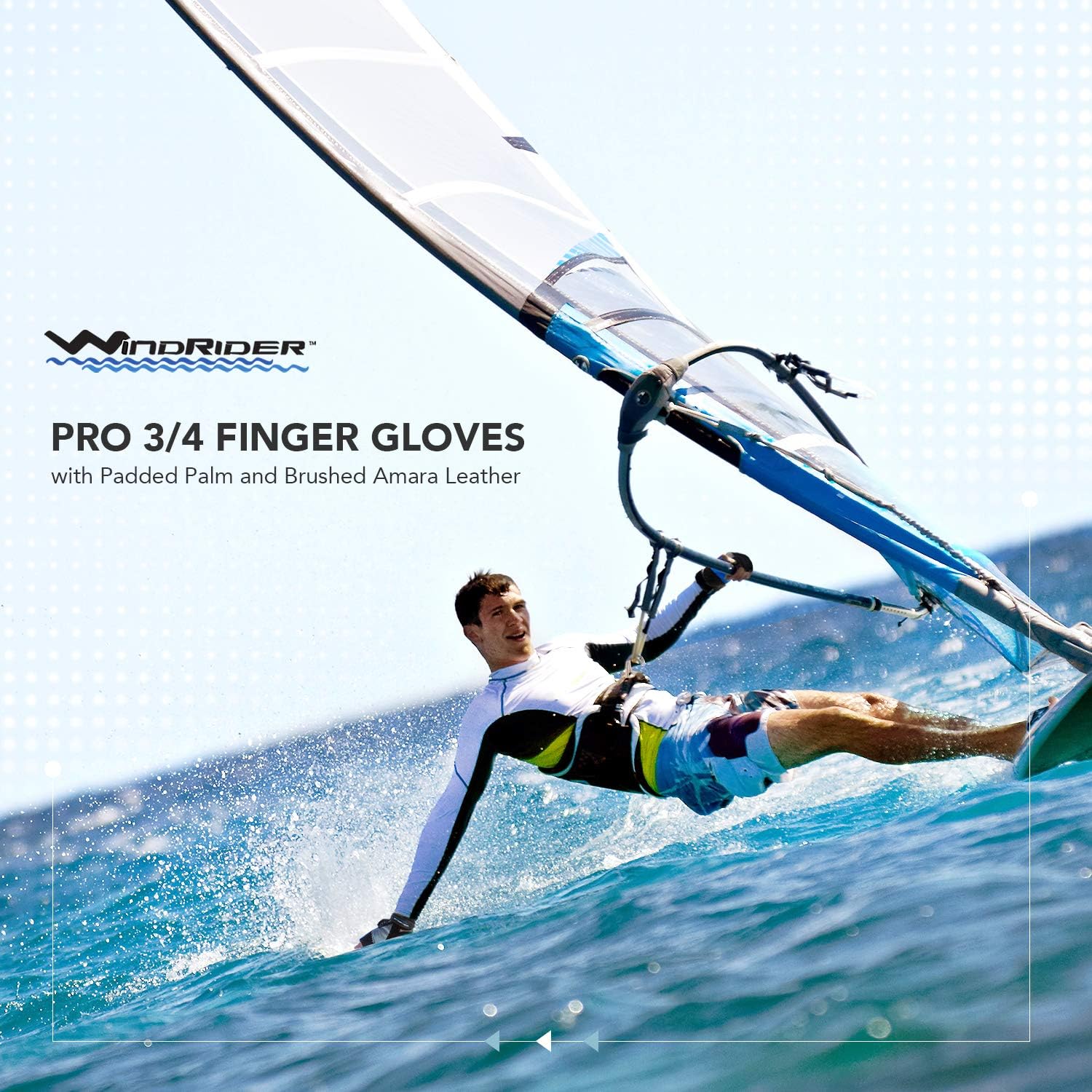 WindRider Pro Sailing Gloves - 3/4 or Full Finger - Padded Palm and Amara Reinforcement - Mesh Back for Comfort - Perfect for Sailing, Paddling, Canoeing or SUP - Sizes for Men, Women and Kids : Clothing