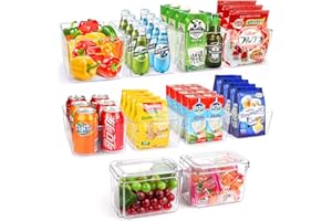 YKIOKE Set Of 10 Refrigerator Pantry Organizer Bins, Clear Plastic Food Storage Bins for Kitchen, Countertops, Cabinets, Fridge, Freezer, Bedrooms, Bathrooms, Storage Containers