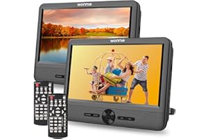 WONNIE 10" Car DVD Players Portable DVD Player Dual Screen Play Two Different or The Same Movie with 2 Headrest Mount, 5 Hour