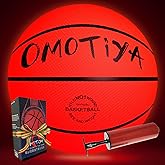 OMOTIYA Glow in The Dark Basketball, LED Light Up Basketball, Night Glowing Ball, Boys Girls Sports Gifts Accessories 8-12 Year Old, Toy Basketball Gifts Ideas for Age 8, 9, 10, 11, 12, 13+ Kid Teens