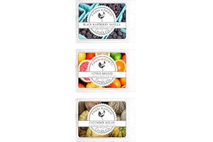 3 Pack Fruity Wax Melts 3 Ounces Each - 9 Oz Variety - Soy Candle Cubes - 100% American Made - Farm Raised Candles - Wax Warmer Melts - Blue Volcano Citrus - Black Raspberry Vanilla - Cucumber Melon