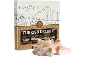 Eastanbul Turkish Delight Candy Sticks Pistachio Filled 8.8oz, w/ 4 Flavors: Apple, Orange, Pomegranate, Vanilla Internationa