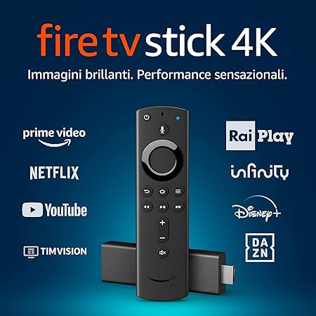 Fire tv stick 4k ultra hd con telecomando vocale alexa di ultima generazione | lettore multimediale