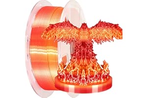 MIKA3D 1.75mm Silk PLA 3D Printer Filament Red Color Change to Silk Gold, 1.75mm 3D Printing Filament, 2 Color Change Multi Colored Silk PLA, 1KG Silk PLA Red to Gold