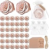 50 Set of Rose Compact Mirrors Bulk Quinceanera Wedding Party Favors Including Rose Shape Mirrors and Thank You Tags with White Organza Bags for quinceanera, Wedding Party Guests Souvenir Gift (50)