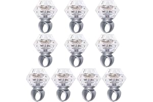 NEWITIN 10 Pieces Flashing Led Light up Rings Diamond Bling Rings for Birthday Bachelorette Weddings Bridal Shower Decorations