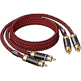 Primeda Auidophile 2RCA Male to 2RCA Male Stereo Audio Cable, Audio Adapter, Gold Plated, Oxygen-Free Copper Core 4N (3ft)