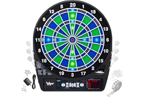 Viper Ion Electronic Dartboard, Illuminated Segments, Light Based Games, Green and Blue Segment Colors, Ultra Thin Spider to 