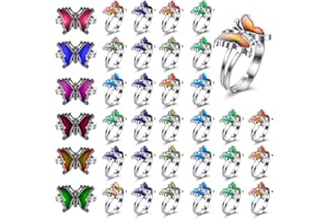 Yinkin 30 Pcs Mood Ring Adjustable Size Color Changing Mood Rings for Kids Girls and Boys Gift Costume Props Birthday Party Favors Christmas Birthday Costume Accessories