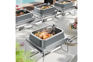 Chafing Dishes for Buffet, 4 Pack 5QT Square Stainless Steel Chafing Dish Set for Home Parties, Christmas Gatherings, Caterin