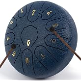 LOMUTY Steel Tongue Drum 6 Inch 11 Notes,Rain Drum for Outside Garden,C Major Tongue Drum Rain Chime Outside for Meditation Yoga Beginner(Navy)