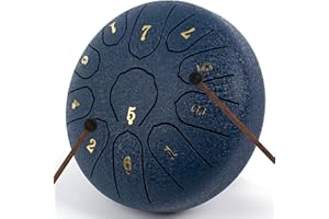LOMUTY Steel Tongue Drum 6 Inch 11 Notes,Rain Drum for Outside Garden,C Major Tongue Drum Rain Chime Outside for Meditation Yoga Beginner(Navy)