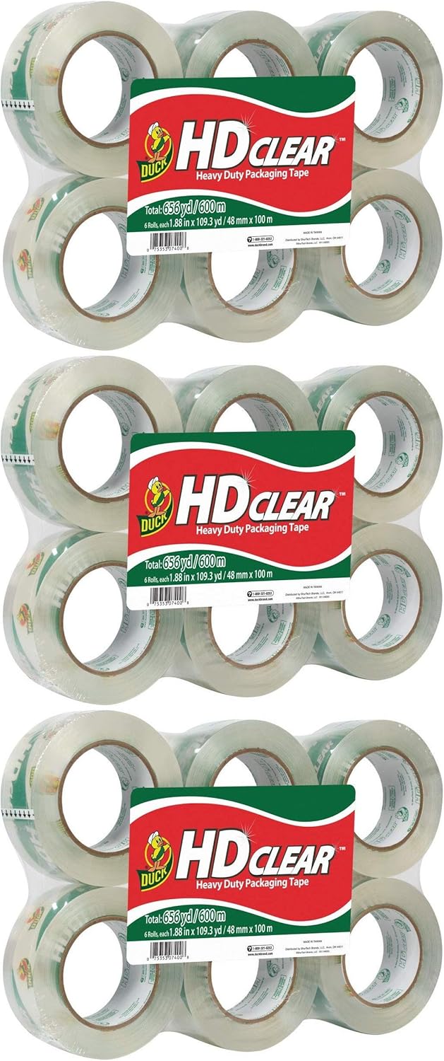 299016 Duck HD Clear Heavy Duty Packing Tape 1.88 Inch x 109 Yards 6